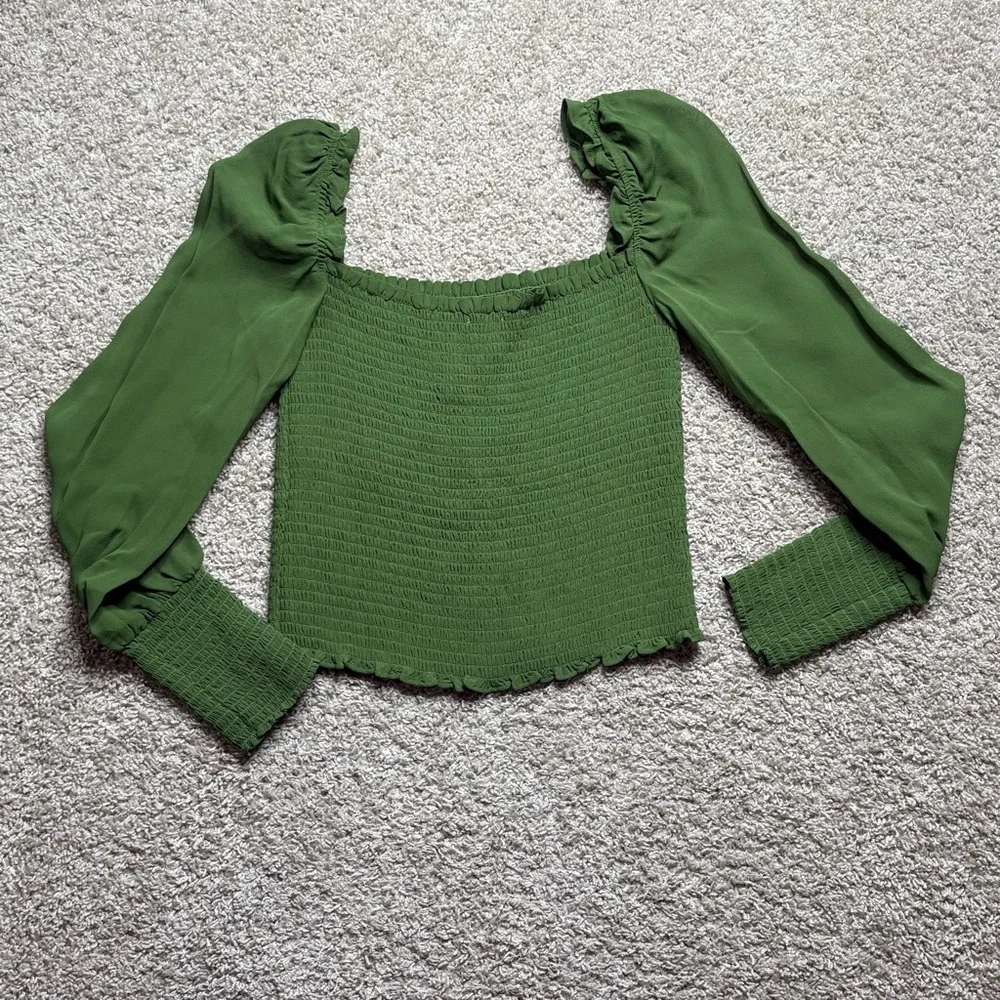 Reformation Pinto Smocked Square Neck Long Sleeve